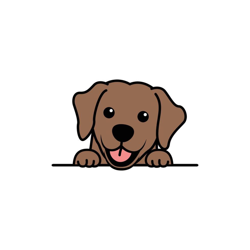 Cute labrador retriever puppy chocolate color cartoon, vector illustration