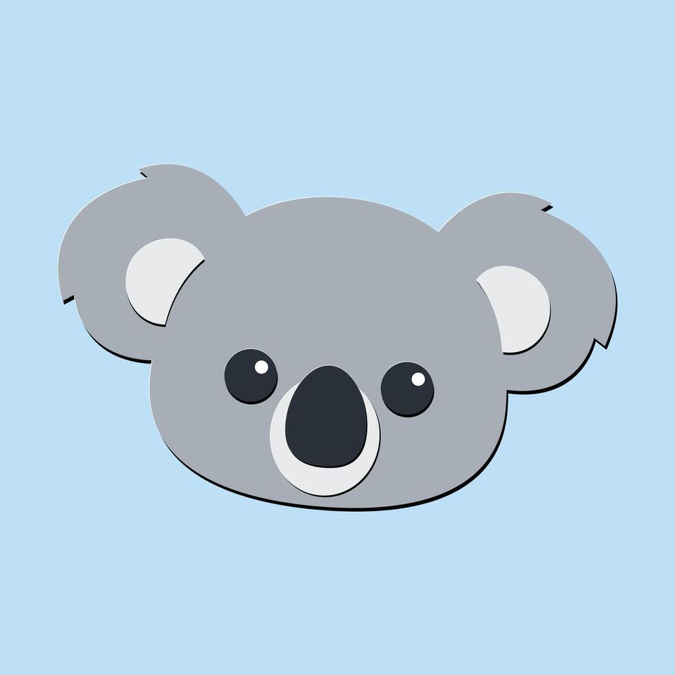 Cute koala face paper cut style, vector illustration
