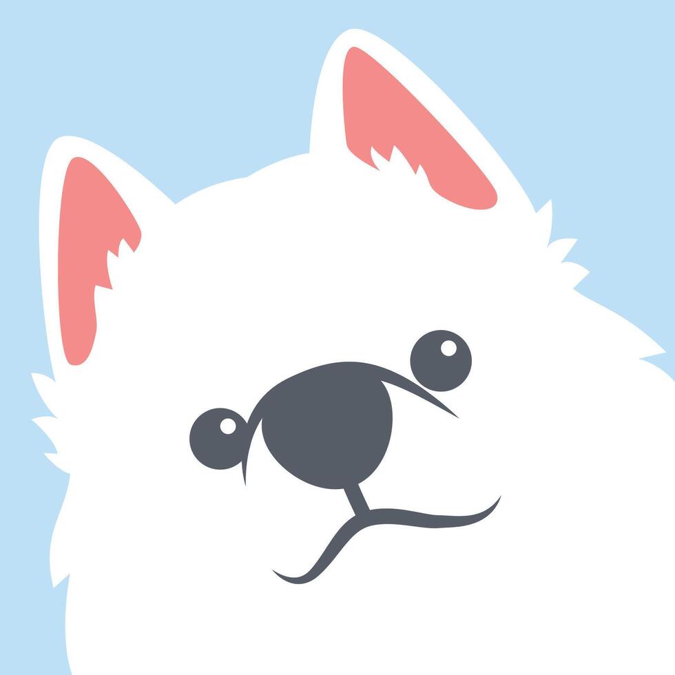 Cute samoyed dog face, vector illustration