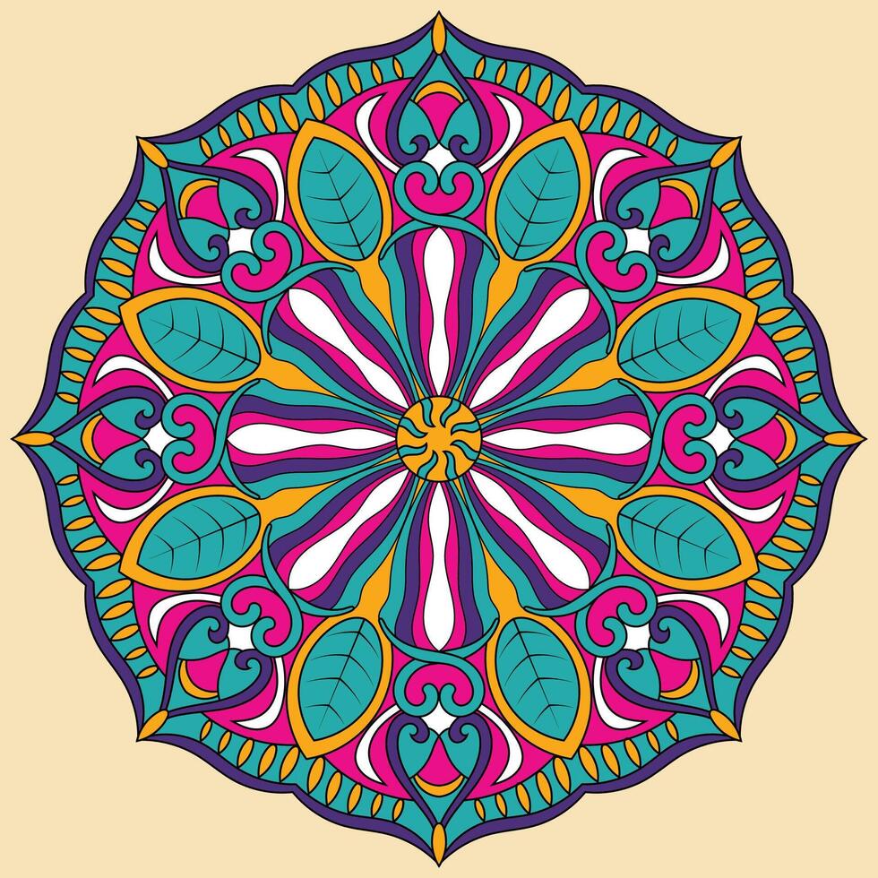 flor redondo ornamental geométrico mantelito patrón, mandala vector ilustración