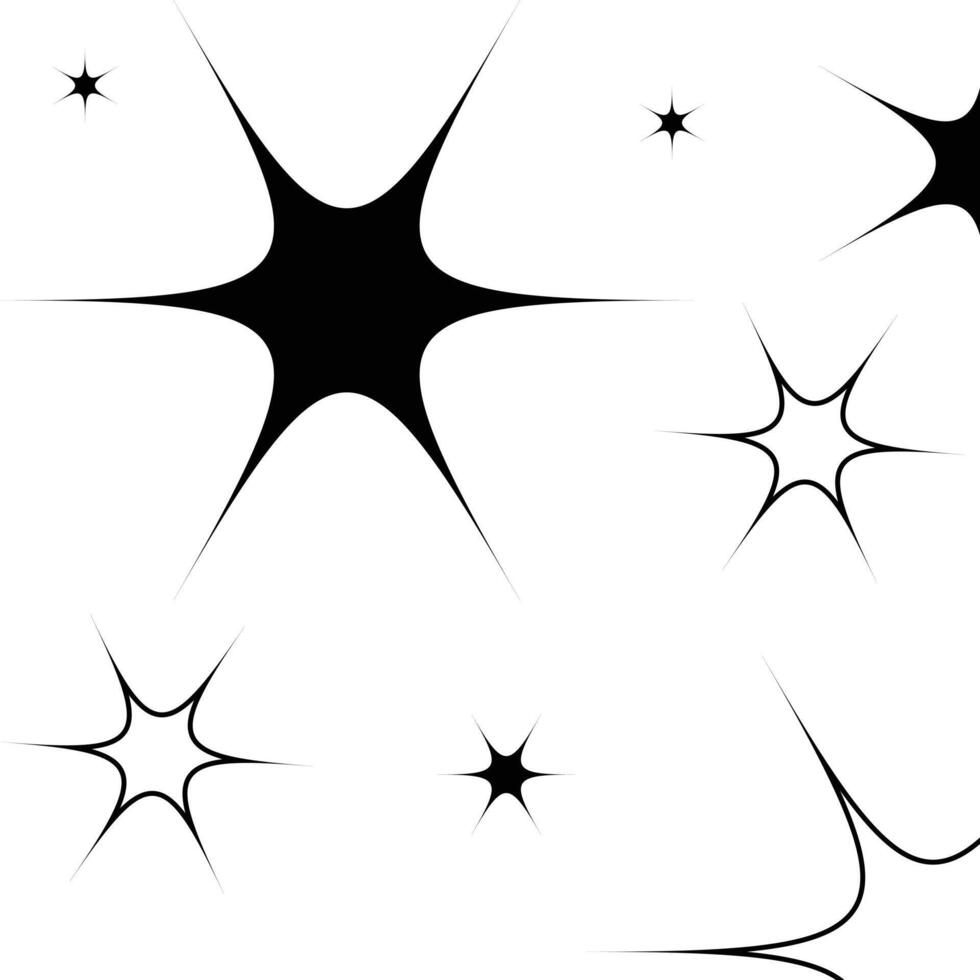 Star icons. Twinkling stars. Sparkles, shining burst. vector