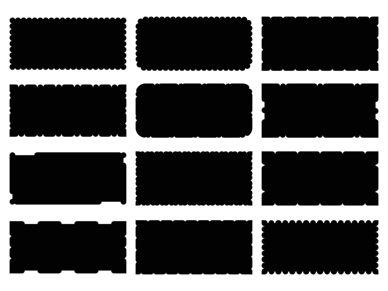 Wavy Edge Rectangle Shapes Icon Set vector