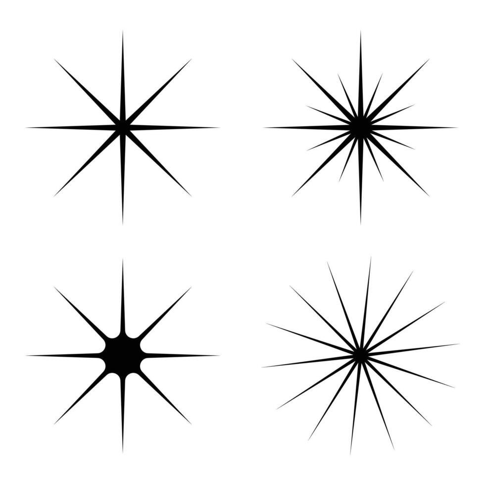 Star icons. Twinkling stars. Sparkles, shining burst. vector