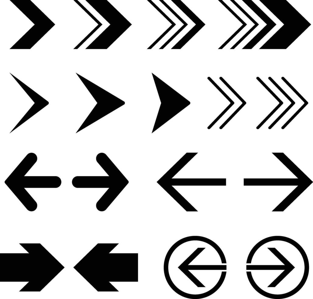 Arrows set black icons. Arrow icon. Arrow vector collection.