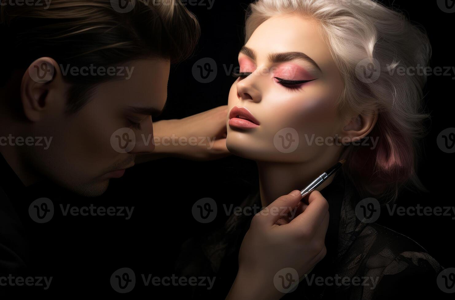 ai generado innovador maquillaje artista sombra. generar ai foto