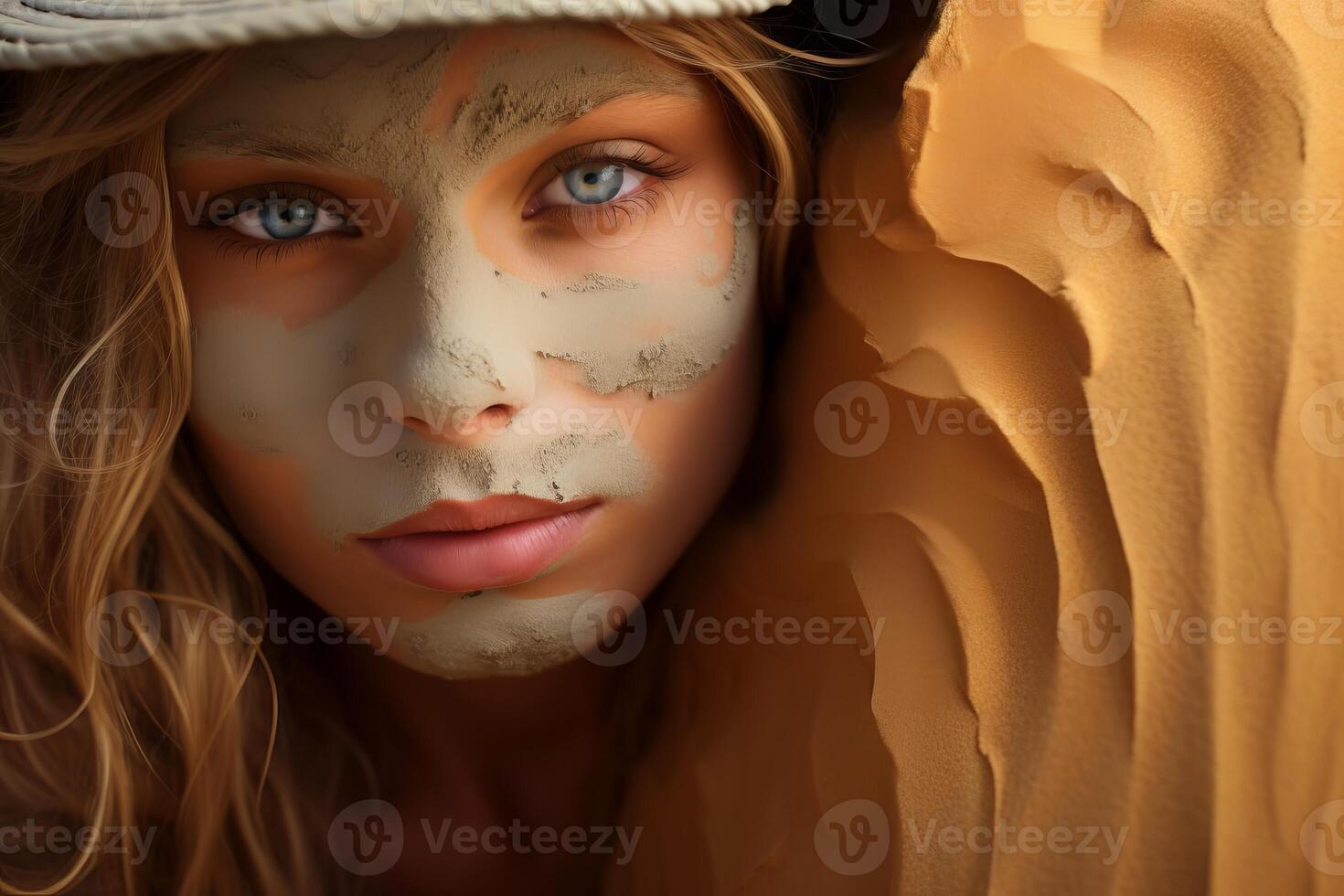AI generated Celestial Face cosmic sand desert. Generate Ai photo