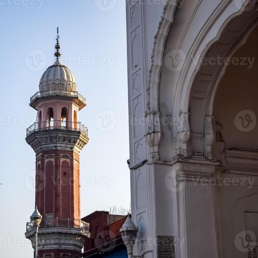 View of details of architecture inside Golden Temple - Harmandir Sahib in Amritsar, Punjab, India, Famous indian sikh landmark, Golden Temple, the main sanctuary of Sikhs in Amritsar, India photo