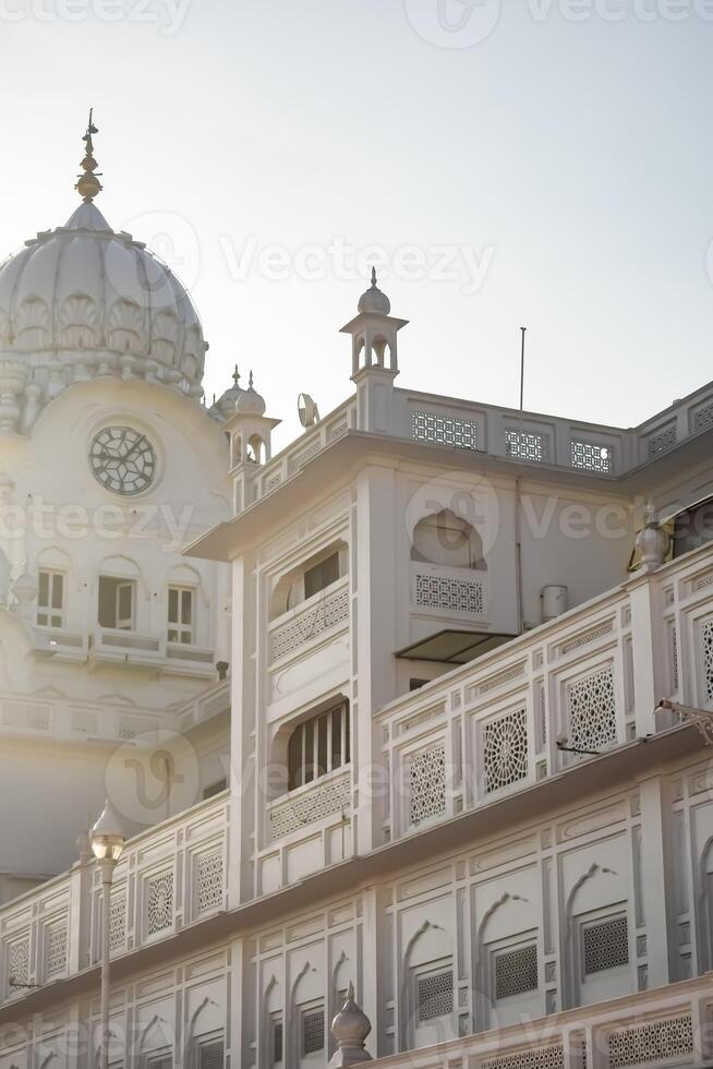 View of details of architecture inside Golden Temple - Harmandir Sahib in Amritsar, Punjab, India, Famous indian sikh landmark, Golden Temple, the main sanctuary of Sikhs in Amritsar, India photo