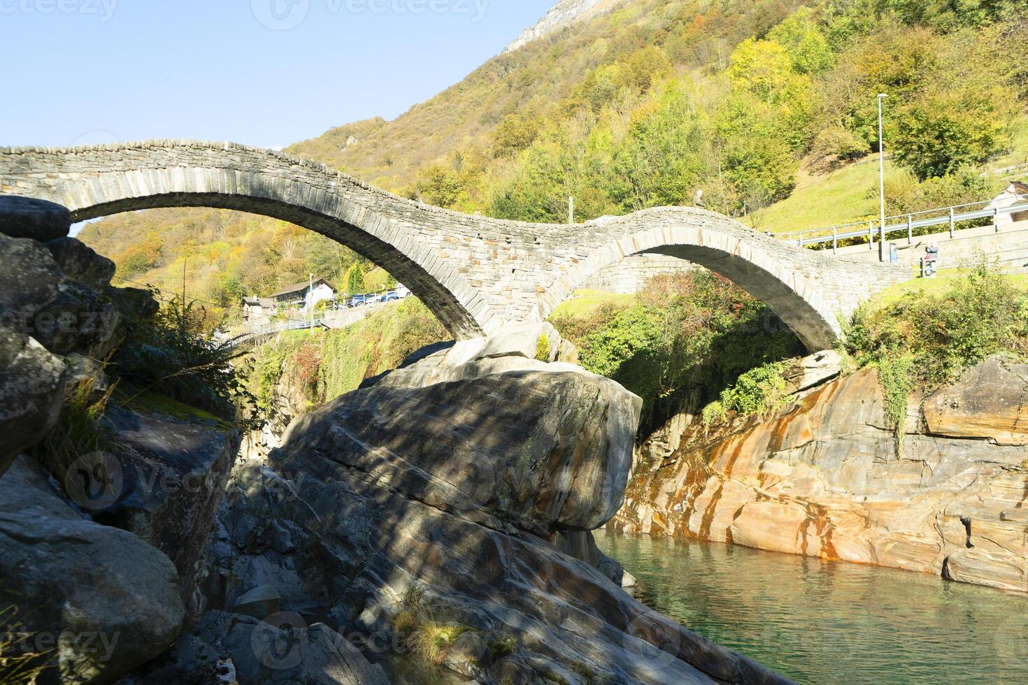 a bridge over a river photo