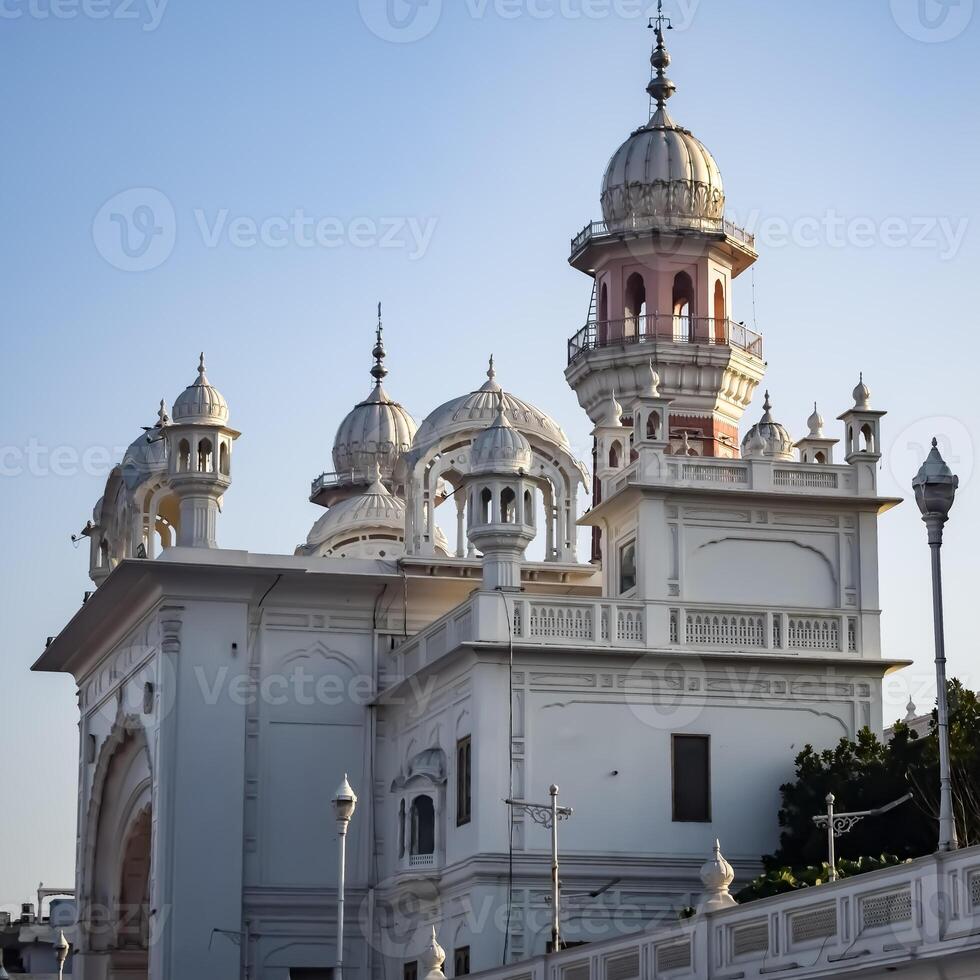 View of details of architecture inside Golden Temple - Harmandir Sahib in Amritsar, Punjab, India, Famous indian sikh landmark, Golden Temple, the main sanctuary of Sikhs in Amritsar, India photo