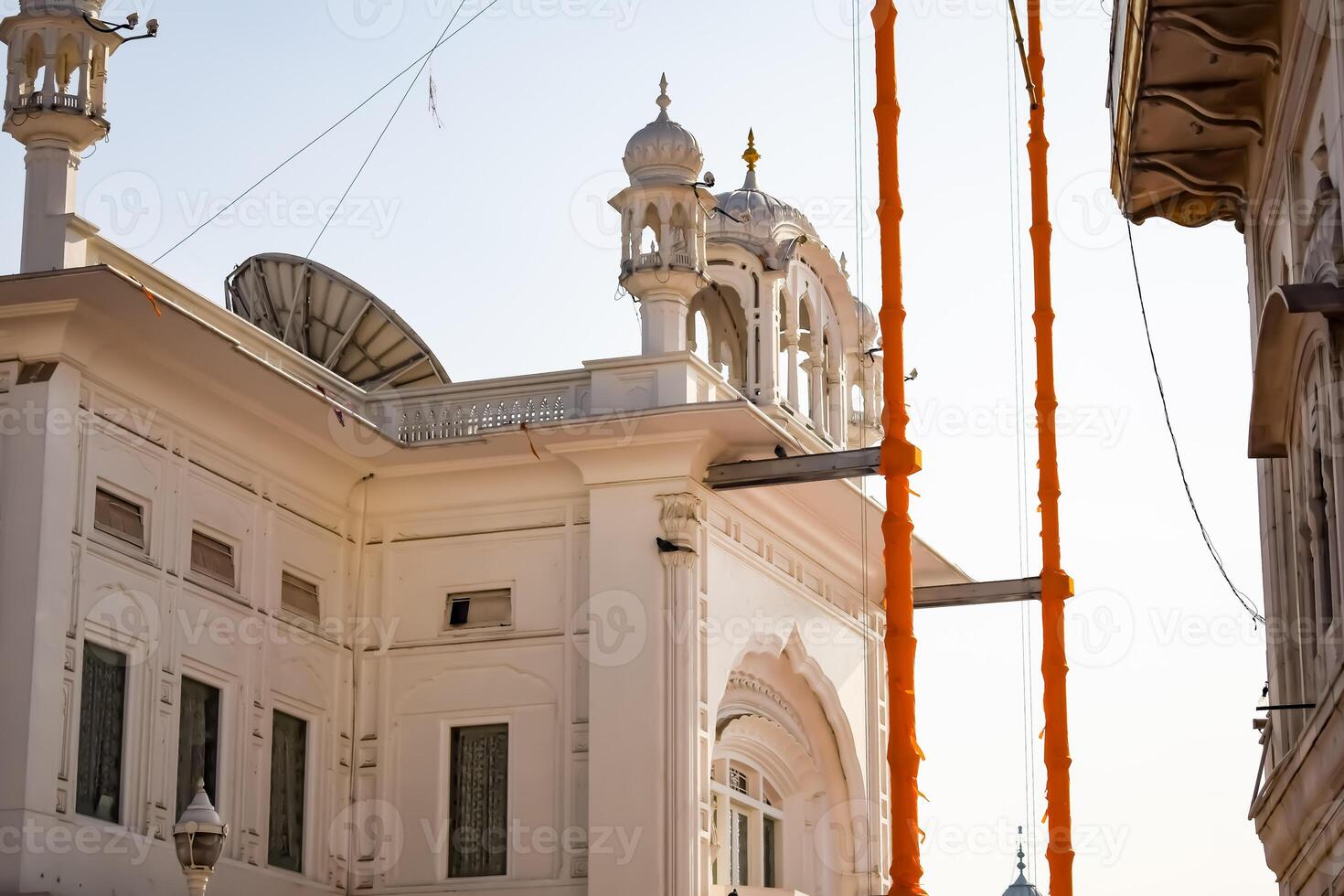 View of details of architecture inside Golden Temple - Harmandir Sahib in Amritsar, Punjab, India, Famous indian sikh landmark, Golden Temple, the main sanctuary of Sikhs in Amritsar, India photo