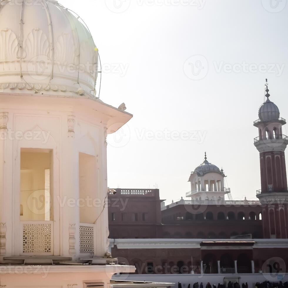 View of details of architecture inside Golden Temple - Harmandir Sahib in Amritsar, Punjab, India, Famous indian sikh landmark, Golden Temple, the main sanctuary of Sikhs in Amritsar, India photo