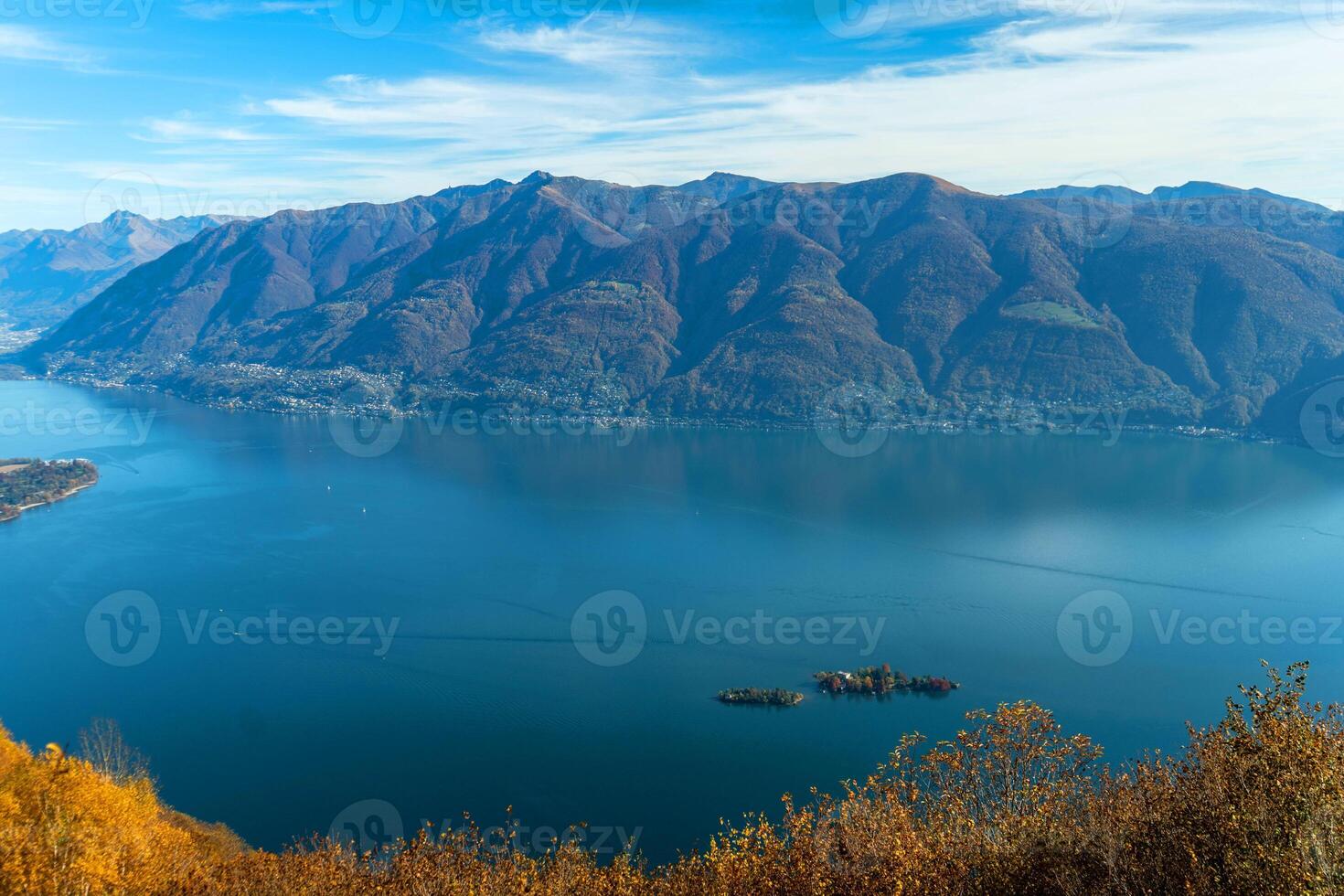 a view of lake como from the top of a mountain photo