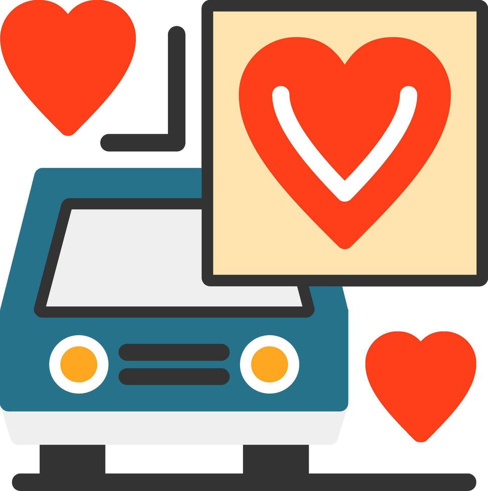 Car with heart Flat Icon vector