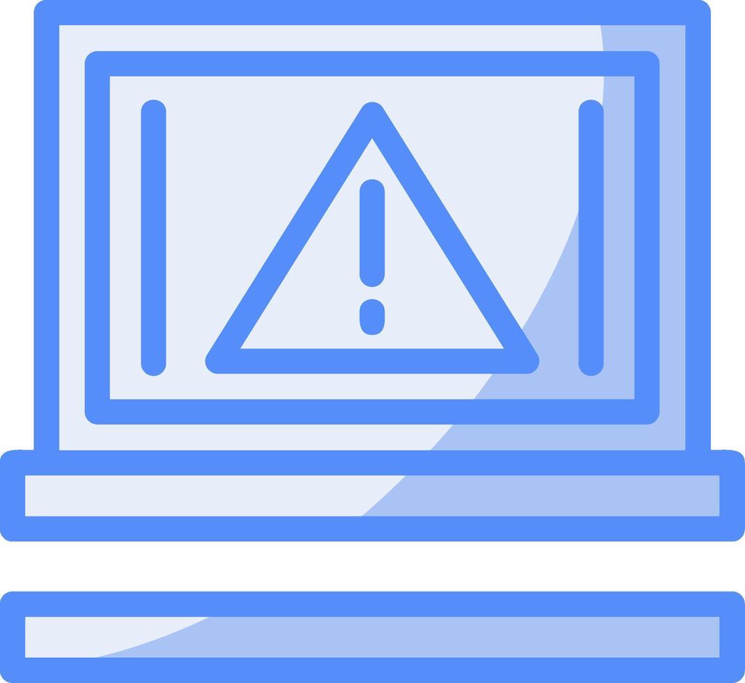 advertencia línea lleno azul icono vector