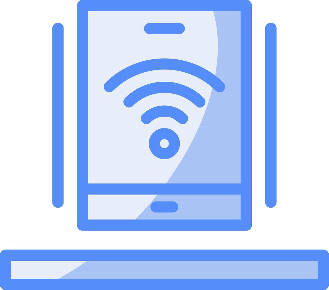 Wifi línea lleno azul icono vector