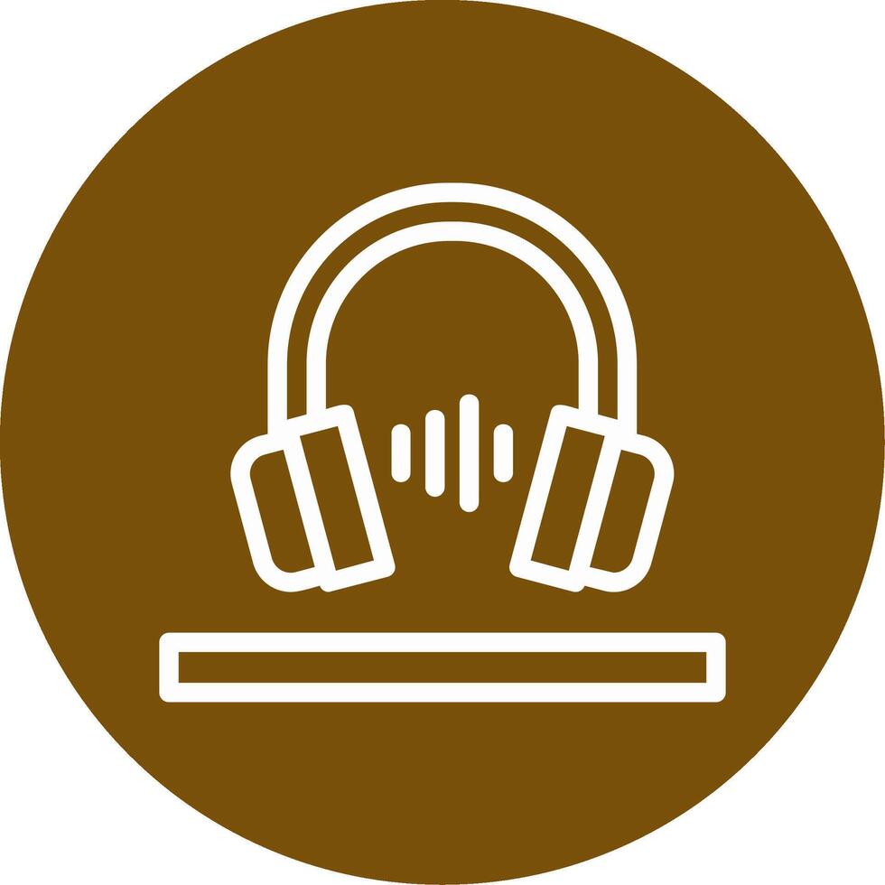 Headphones Outline Circle Icon vector