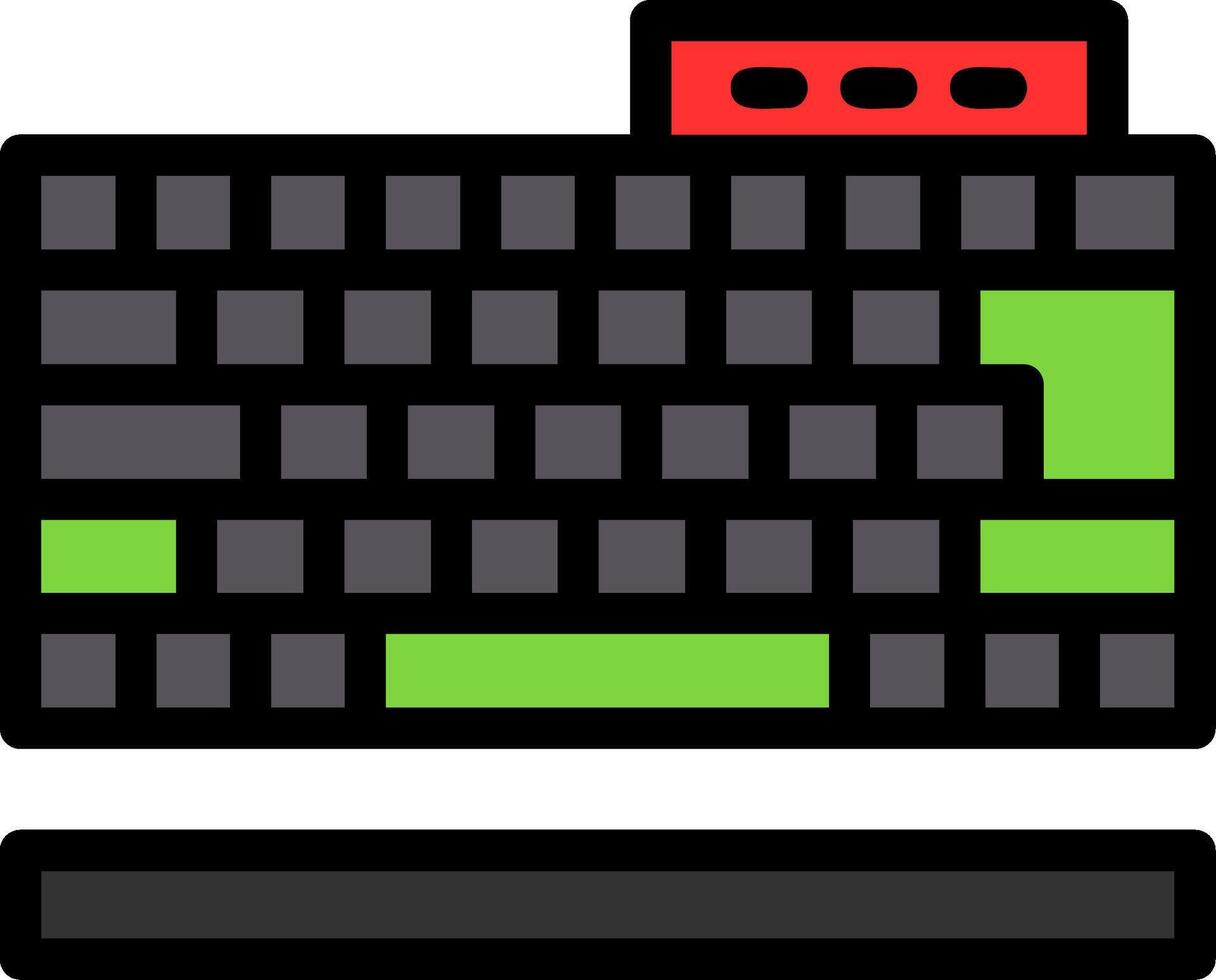 teclado línea lleno icono vector