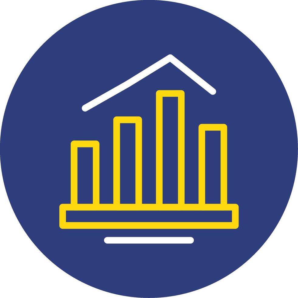 Bar chart Dual Line Circle Icon vector