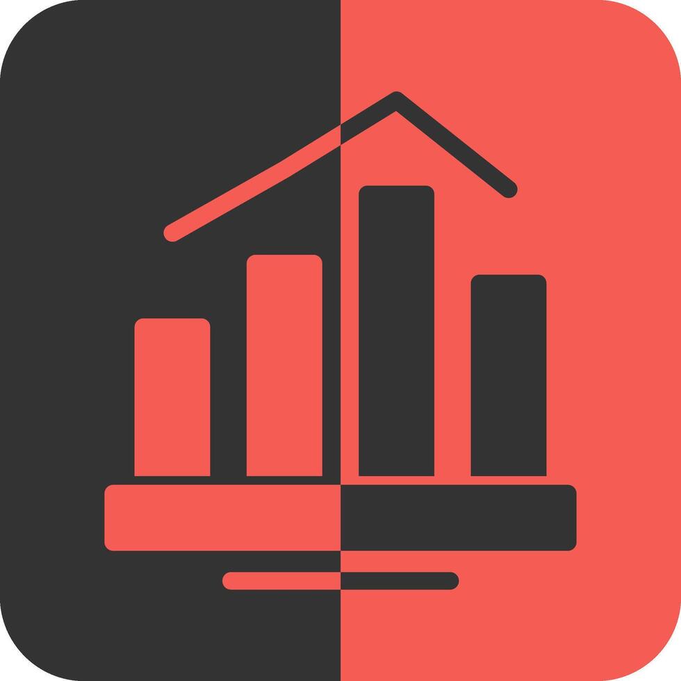 Bar chart Red Inverse Icon vector