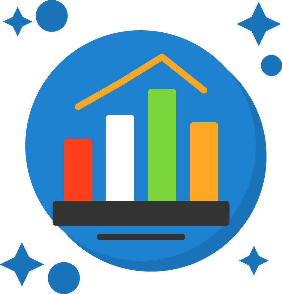 Bar chart Tailed Color Icon vector