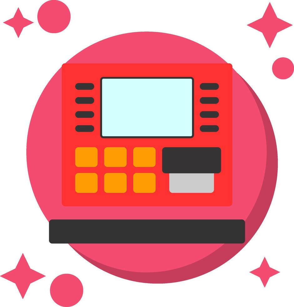 Cajero automático cola color icono vector