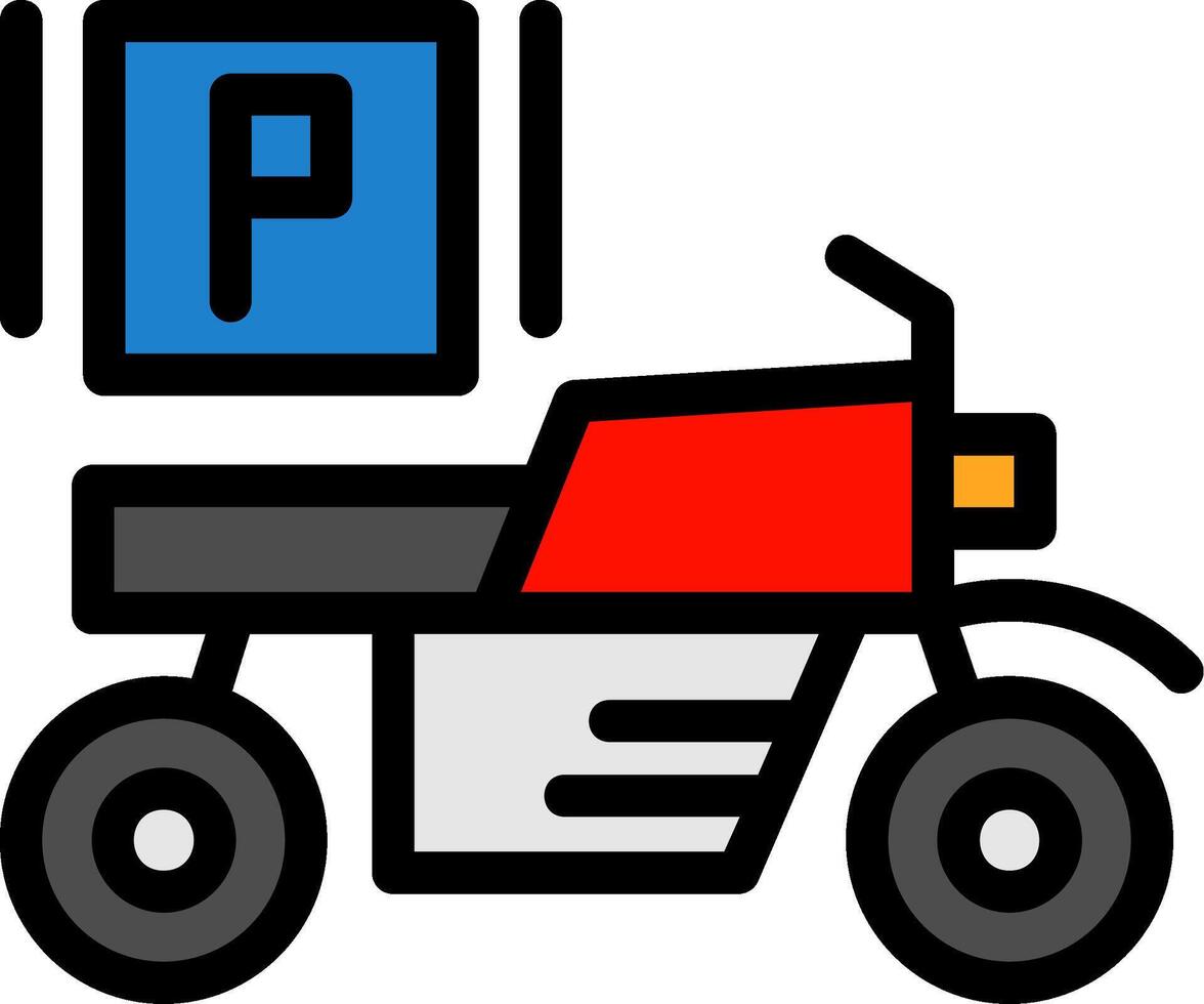 Motorcycle parking Line Filled Icon vector