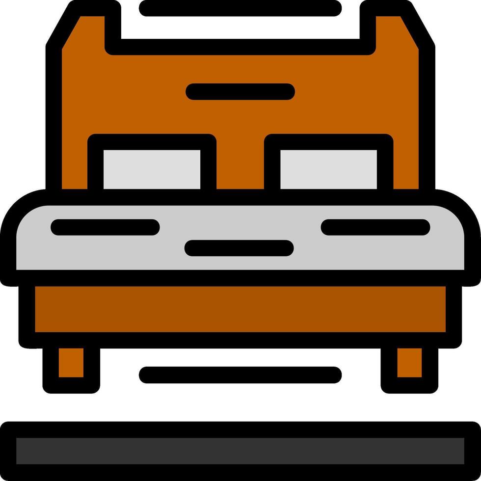 icono lleno de línea de cama vector