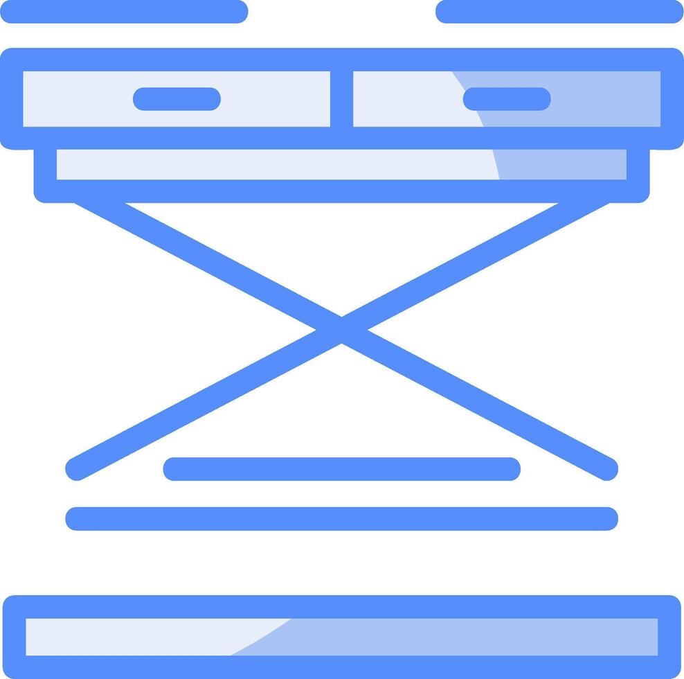 mesa línea lleno azul icono vector