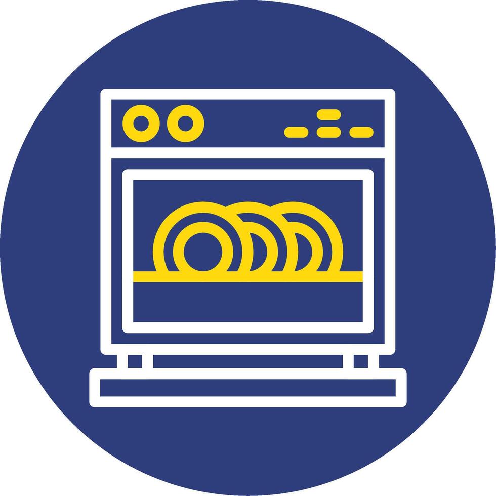 Dishwasher Dual Line Circle Icon vector