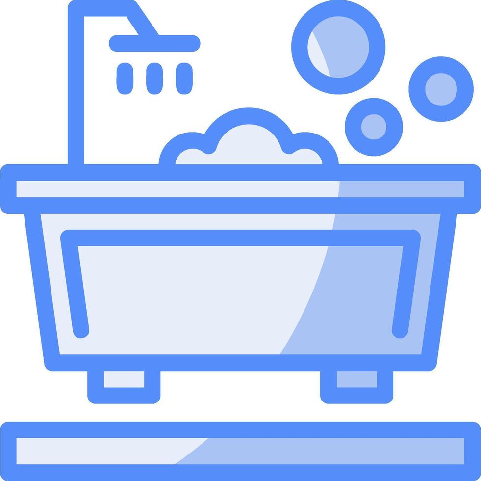 bañera línea lleno azul icono vector