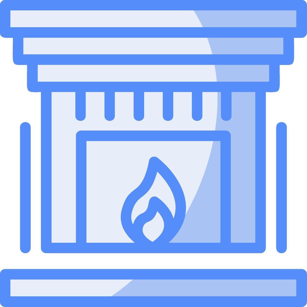 Fireplace Line Filled Blue Icon vector