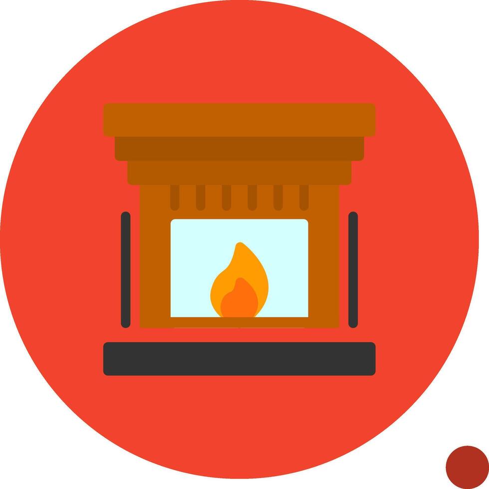 Fireplace Flat Shadow Icon vector