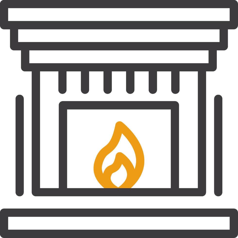 Fireplace Line Two Color Icon vector