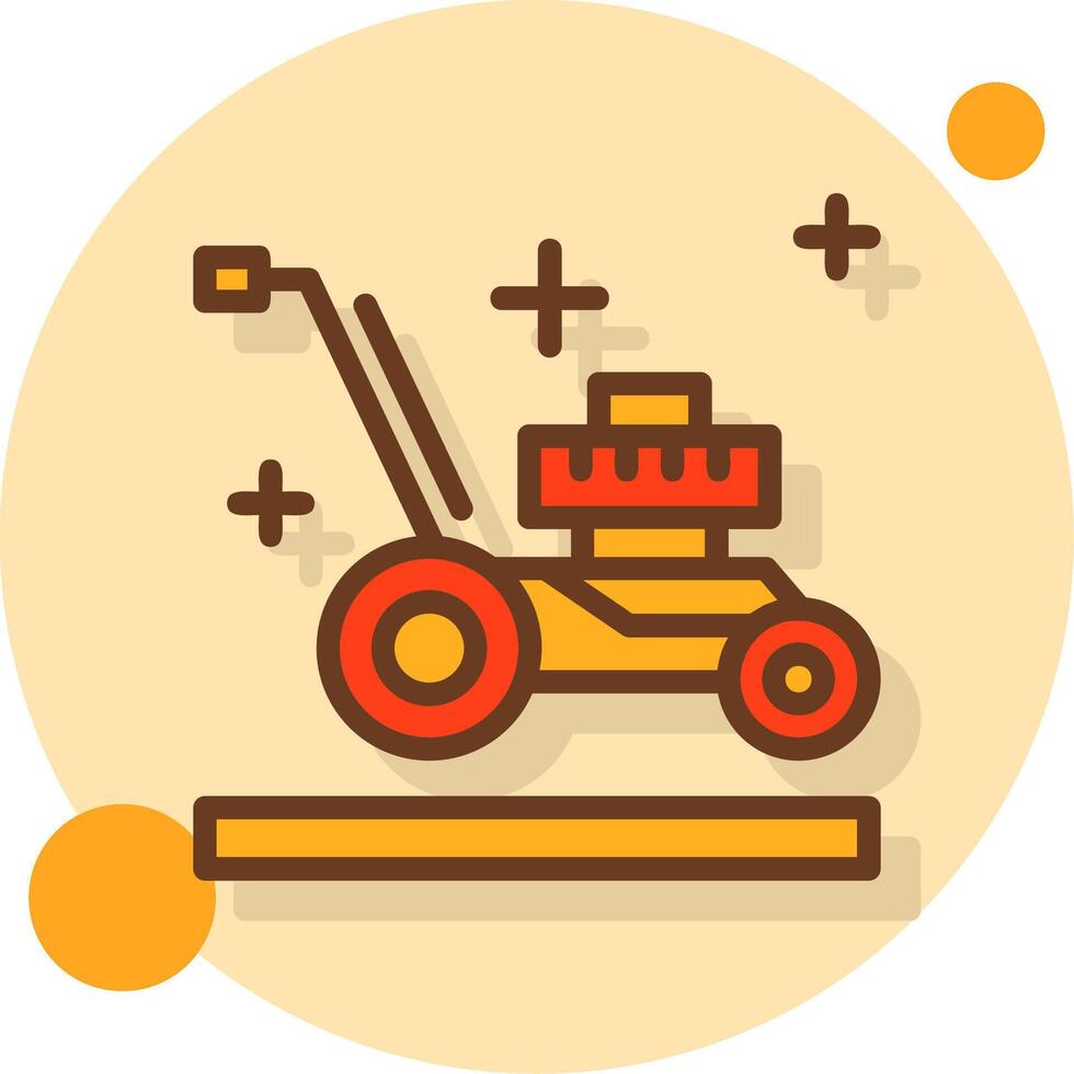 Lawnmower Filled Shadow Circle Icon vector