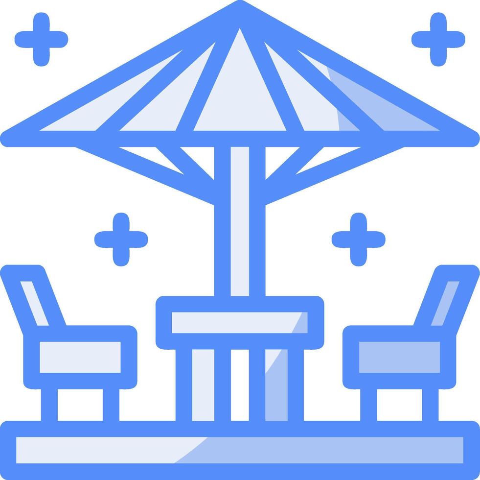 Patio furniture Line Filled Blue Icon vector
