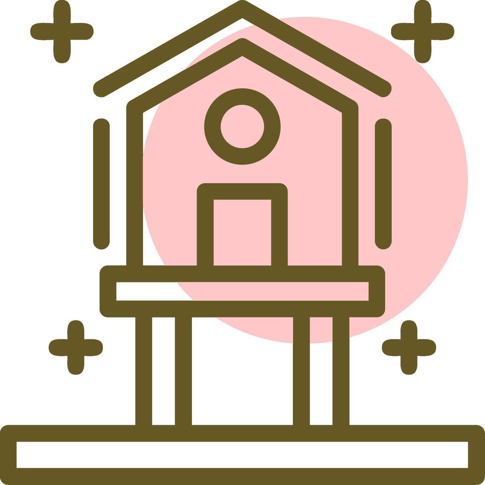 Birdhouse Linear Circle Icon vector