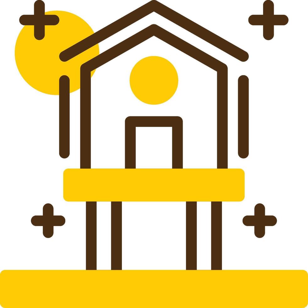 Birdhouse Yellow Lieanr Circle Icon vector