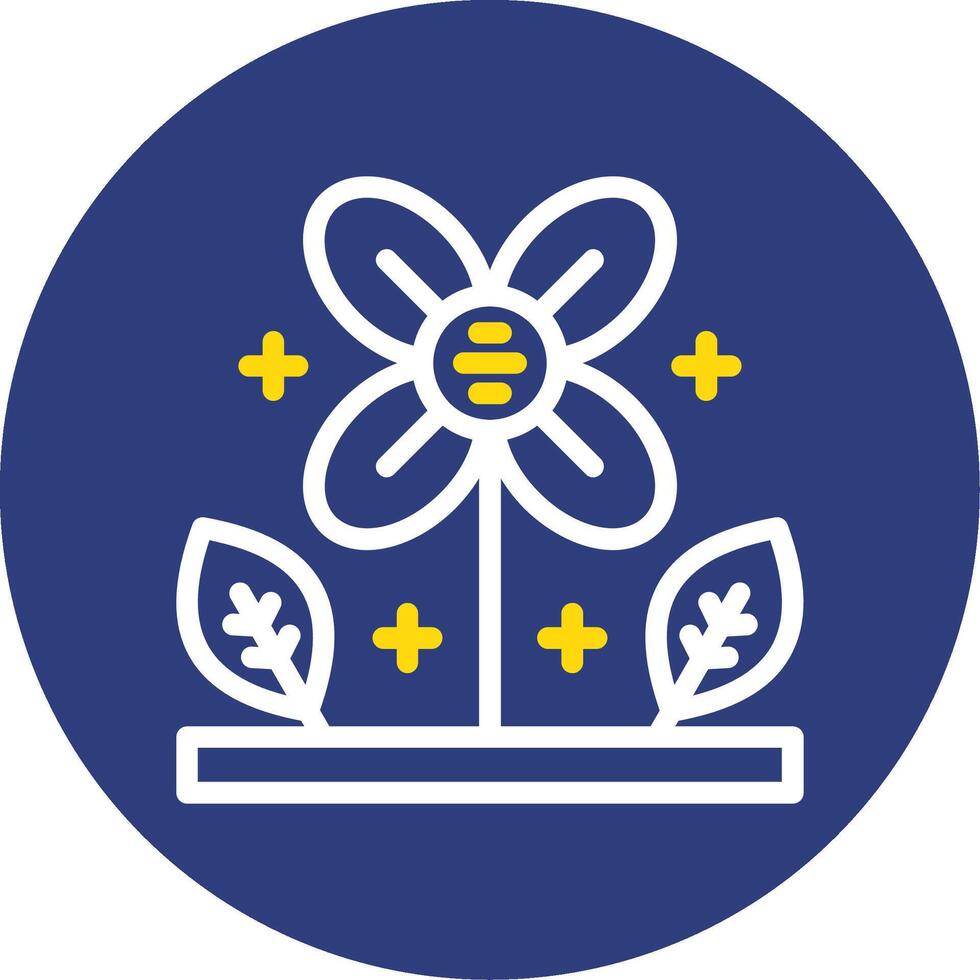 Flower Dual Line Circle Icon vector