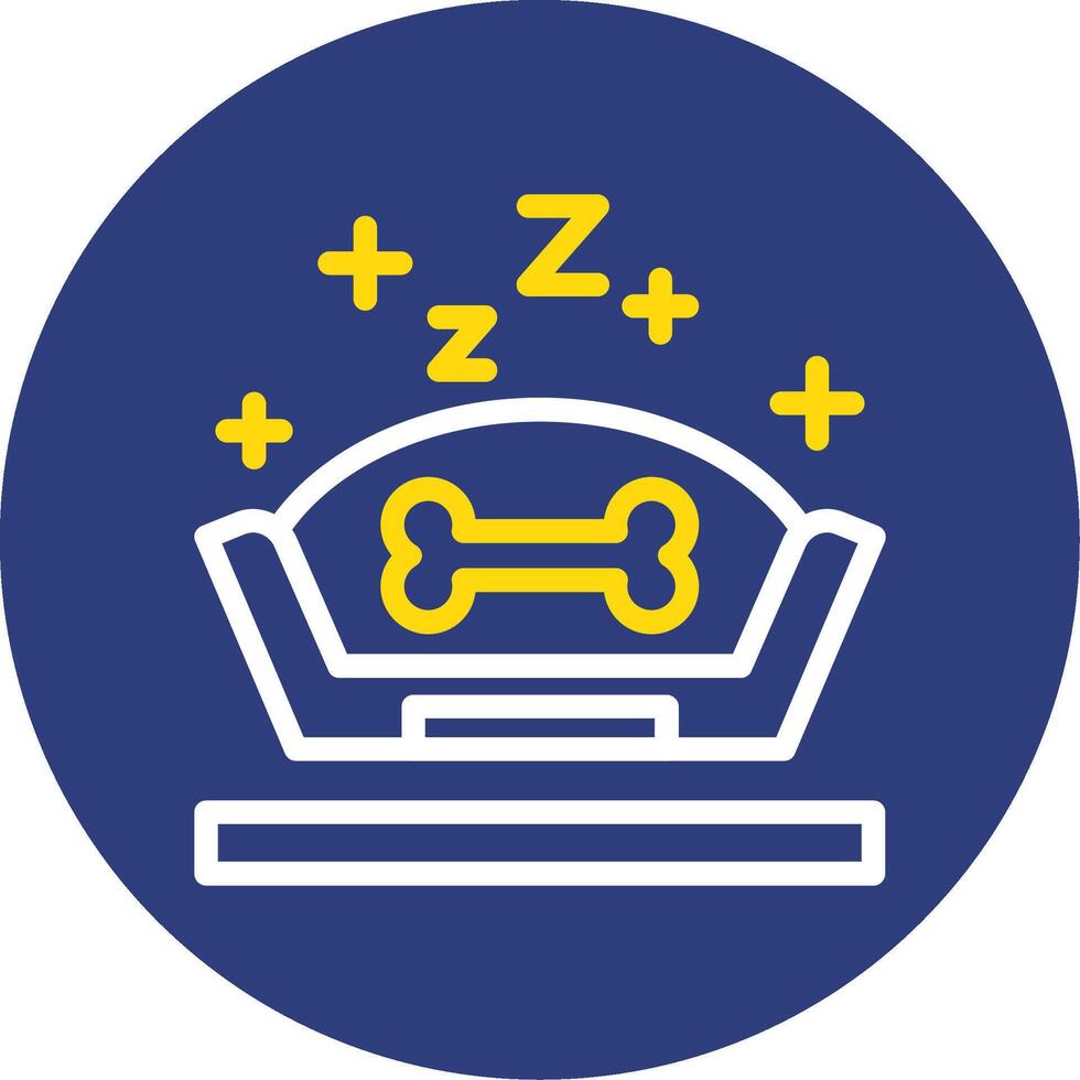mascota cama doble línea circulo icono vector