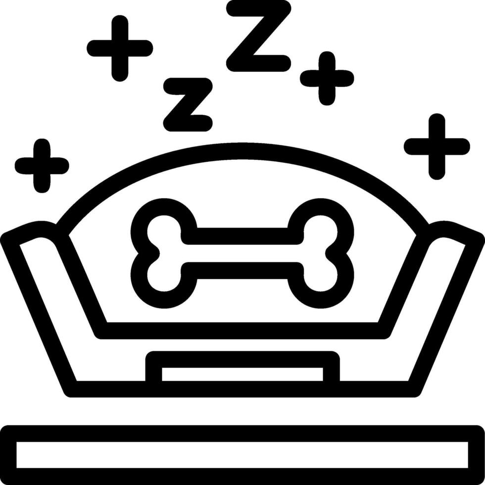 mascota cama línea icono vector