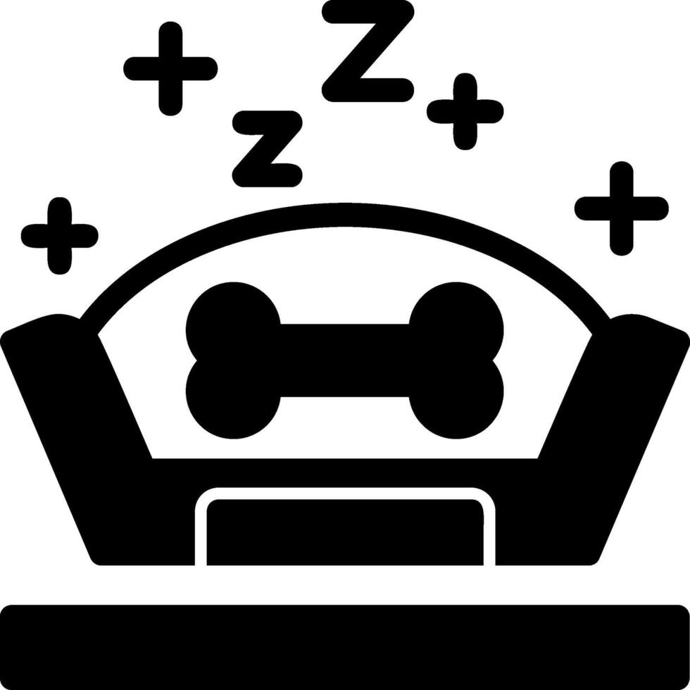 mascota cama glifo icono vector