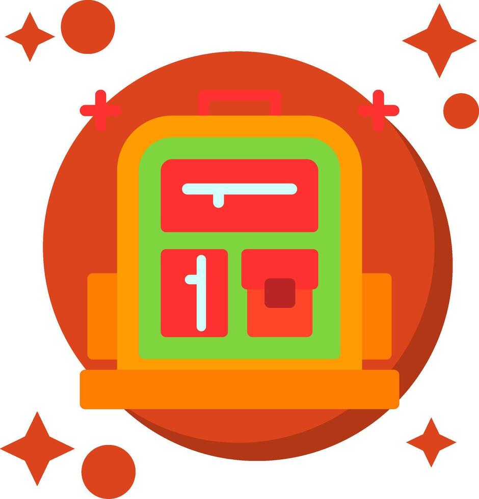colegio mochila cola color icono vector