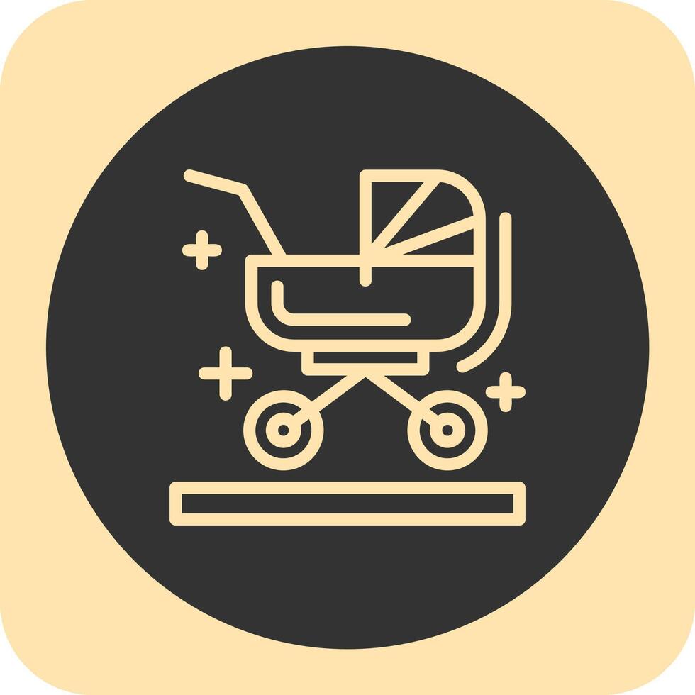 Stroller Linear Round Icon vector