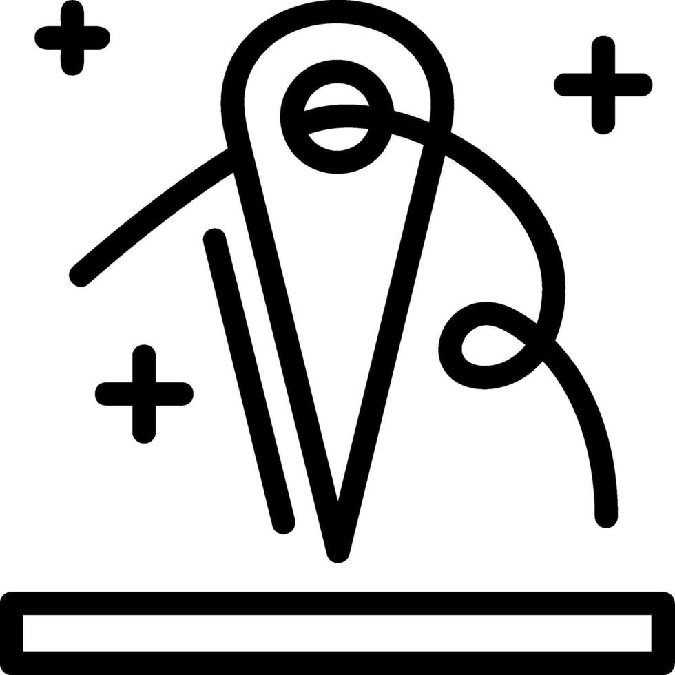 aguja y hilo línea icono vector