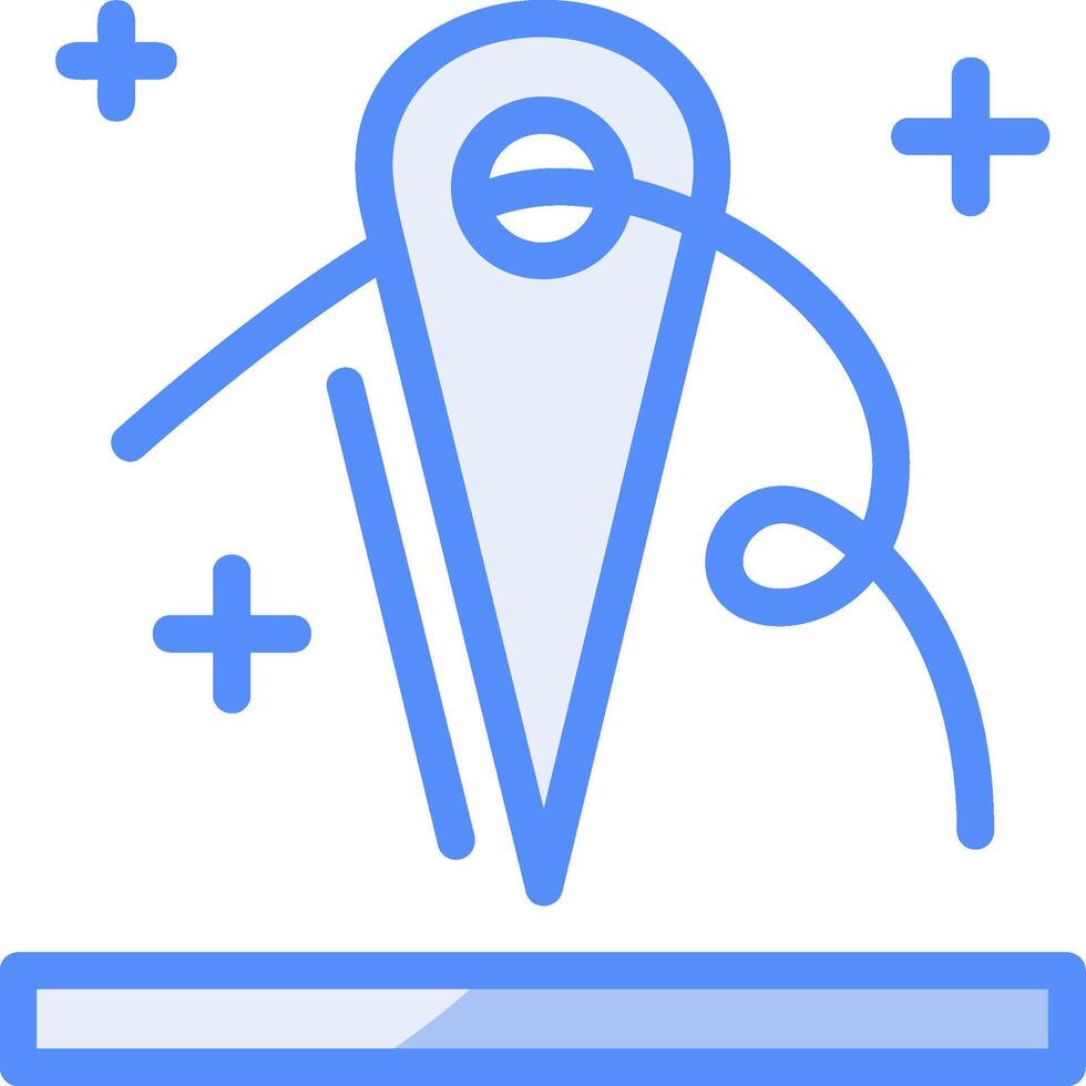 Needle and thread Line Filled Blue Icon vector