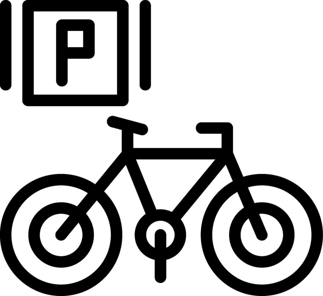 bicicleta estacionamiento línea icono vector