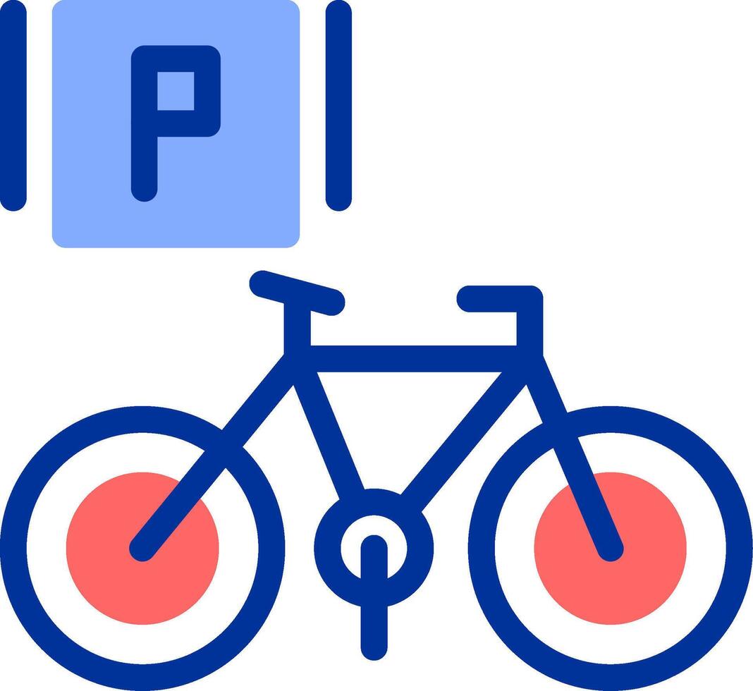 bicicleta estacionamiento color lleno icono vector