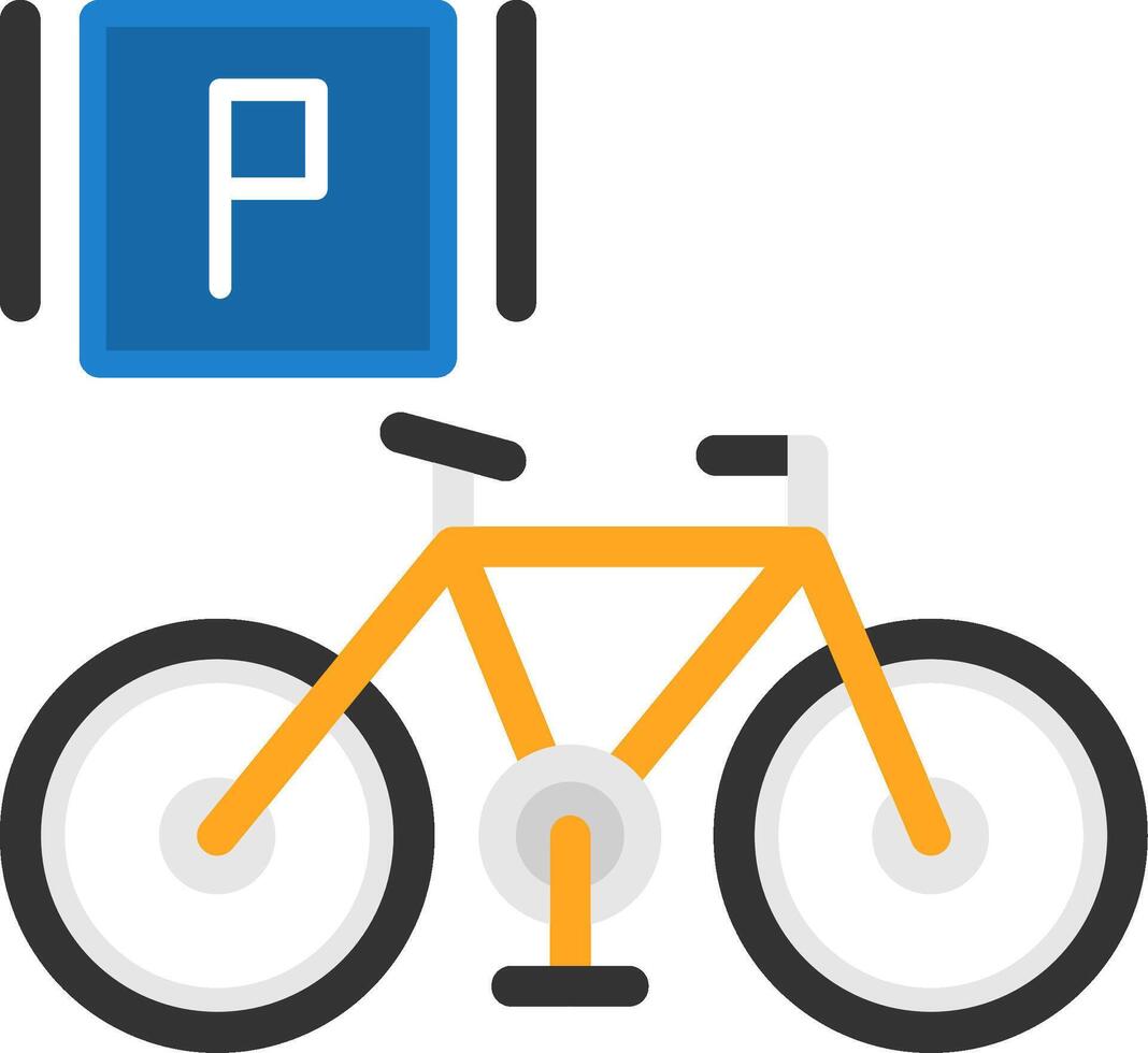 bicicleta estacionamiento plano icono vector