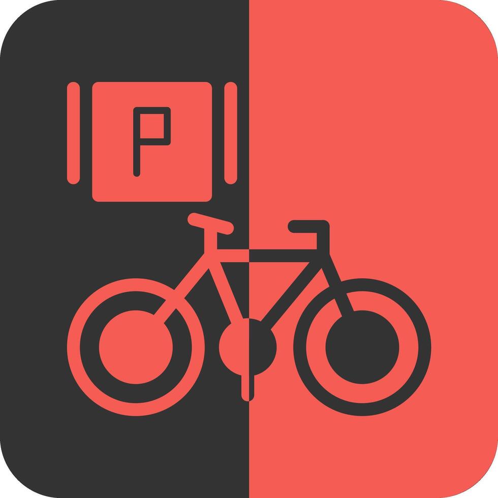 bicicleta estacionamiento rojo inverso icono vector